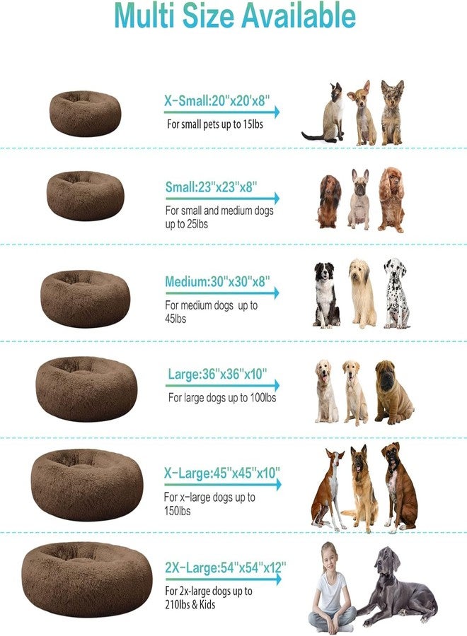 PAWSOME Plush Calming Dog Beds, Donut Dog Bed for Small Dogs, Medium, Large & X-Large, Comfy Cuddler Dog Bed and Cat Bed in Faux Fur (Brown, L) - Image 5